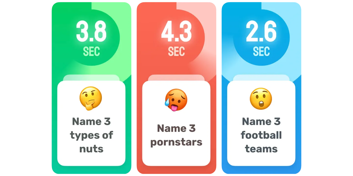 5 sec to name 3 things game app listing screenshot