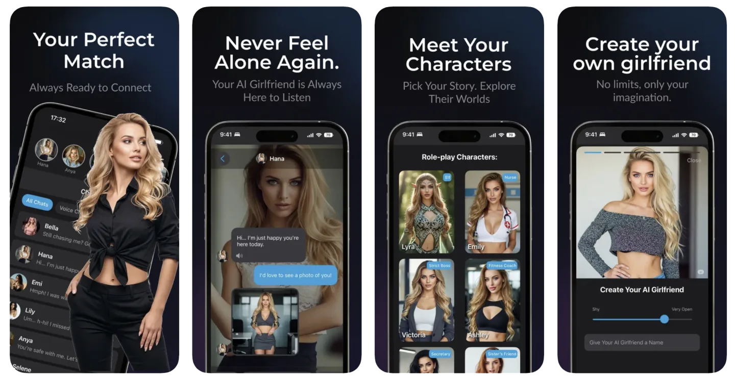 AI Girlfriend Chat: Roleplay app listing screenshot
