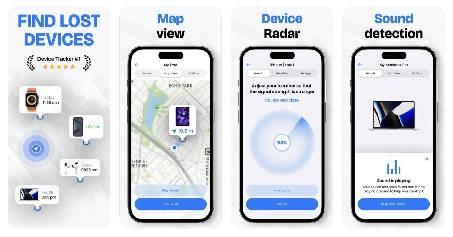 Bluetooth Finder, Scanner App: a Bluetooth device tracker app listing screenshot