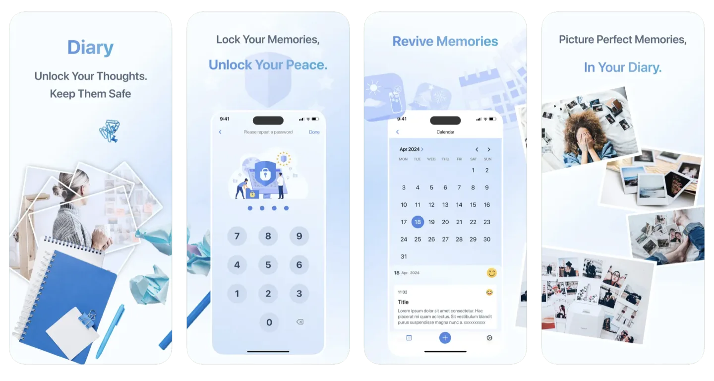Private Diary & Journal App: a personal password-protected diary app listing screenshot