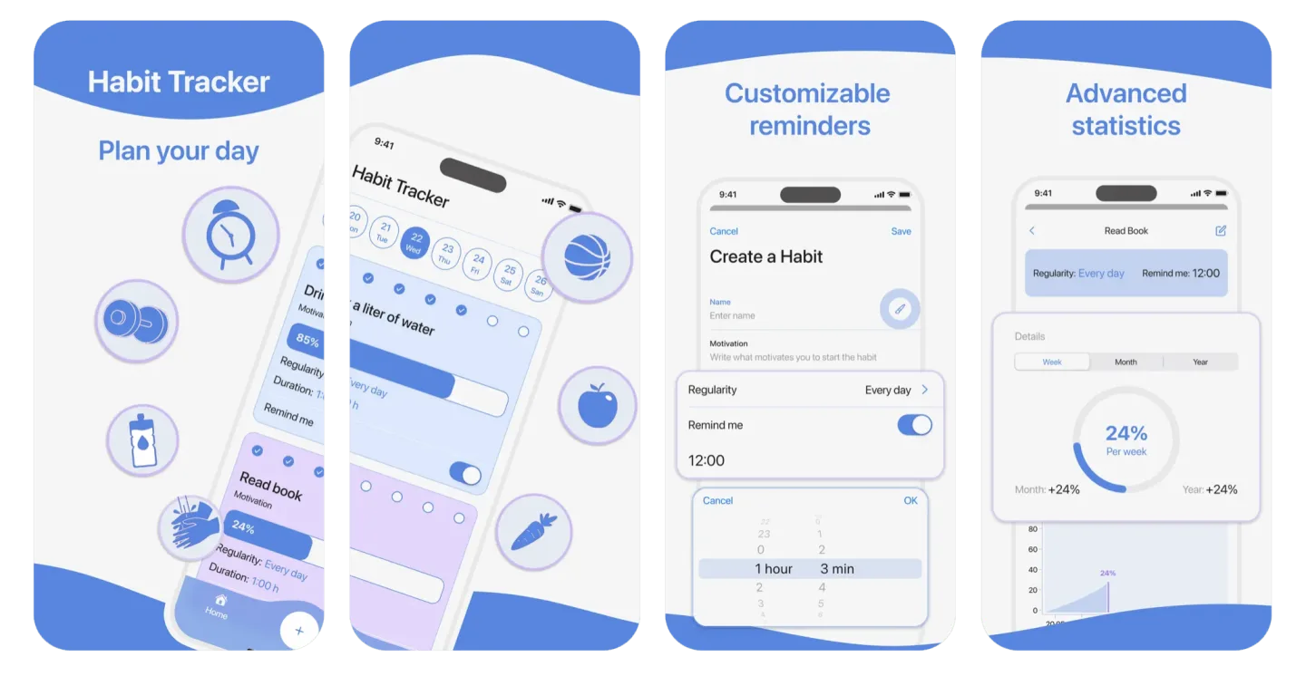 Habit Tracker & Daily Planner: a habit tracker and planner app listing screenshot