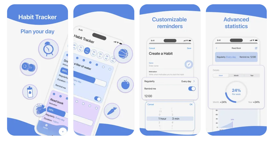 Habit Tracker & Daily Planner: a habit tracker and planner app listing thumbnail
