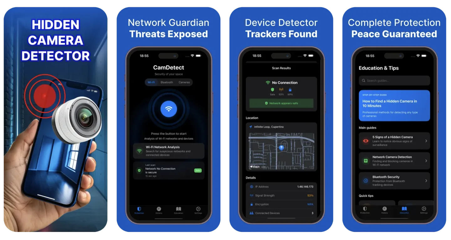 Hidden Camera Detector Spy App app listing screenshot