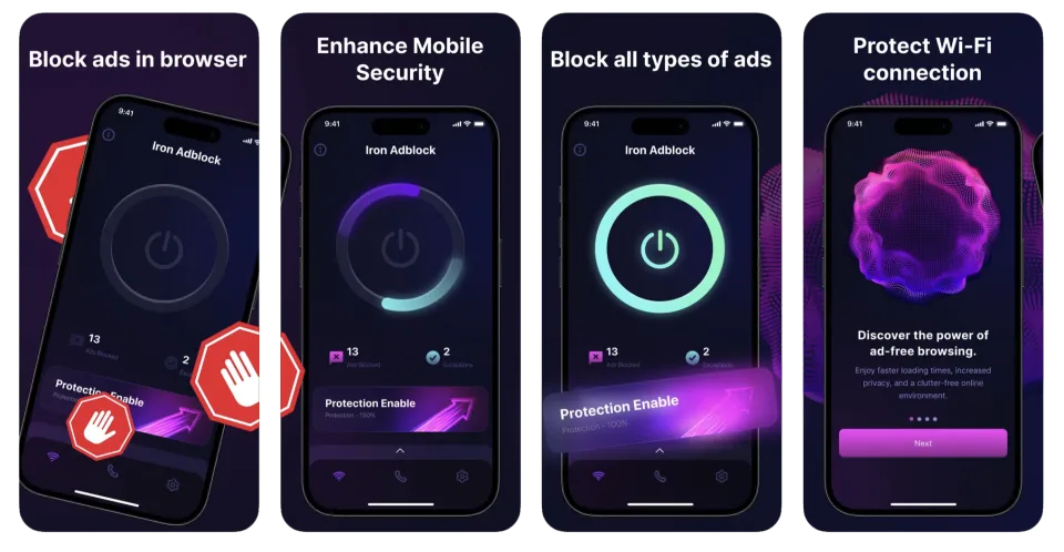 Iron Blocker: Browser AdBlock app listing thumbnail