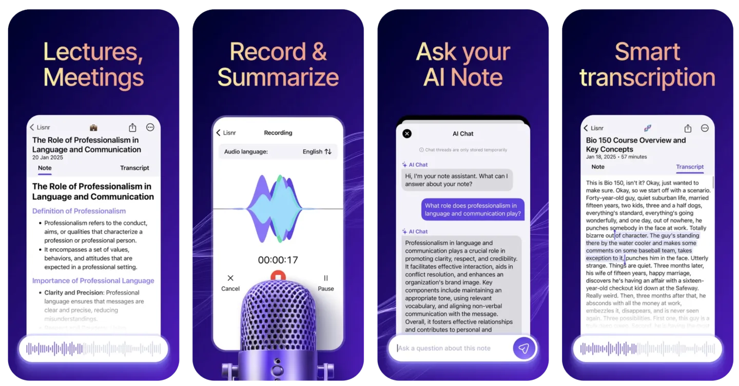 AI Note Taker - Lisnr app listing screenshot