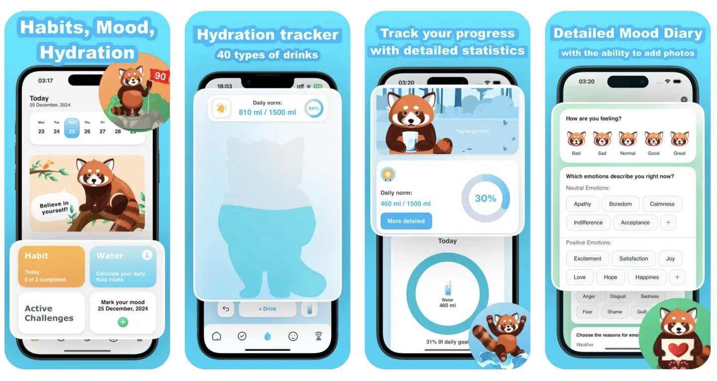 Habit Tracker - Red Panda: gamified habit tracker app listing screenshot