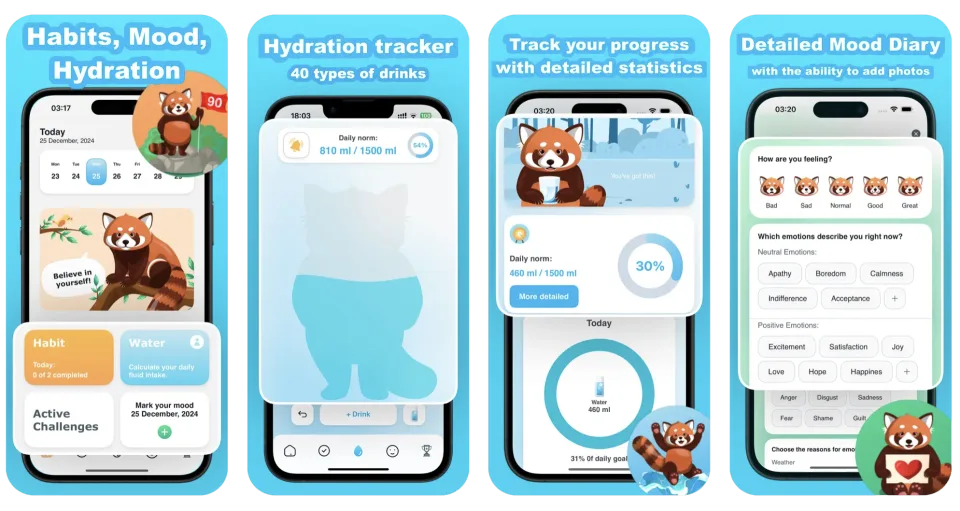 Habit Tracker - Red Panda: gamified habit tracker app listing thumbnail