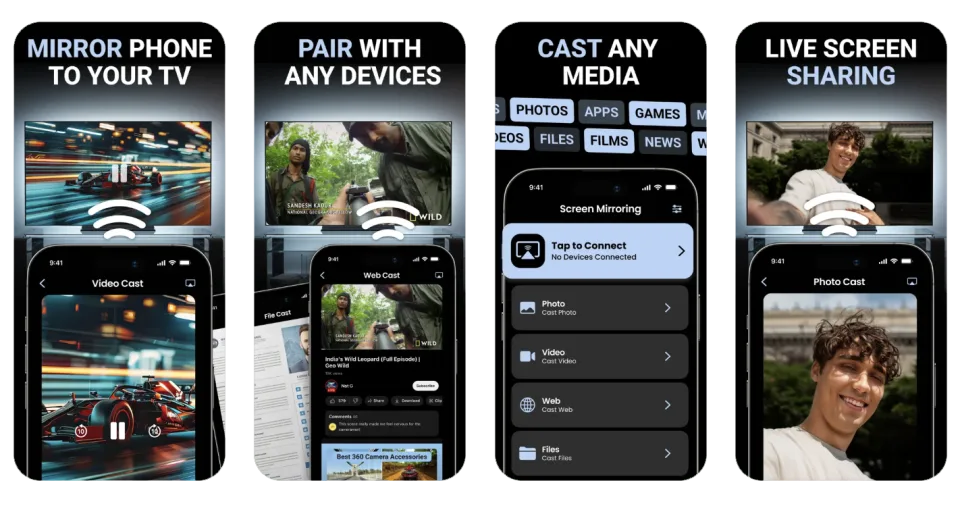 Screen Mirroring. TV Air Cast: screen casting to TV app listing thumbnail