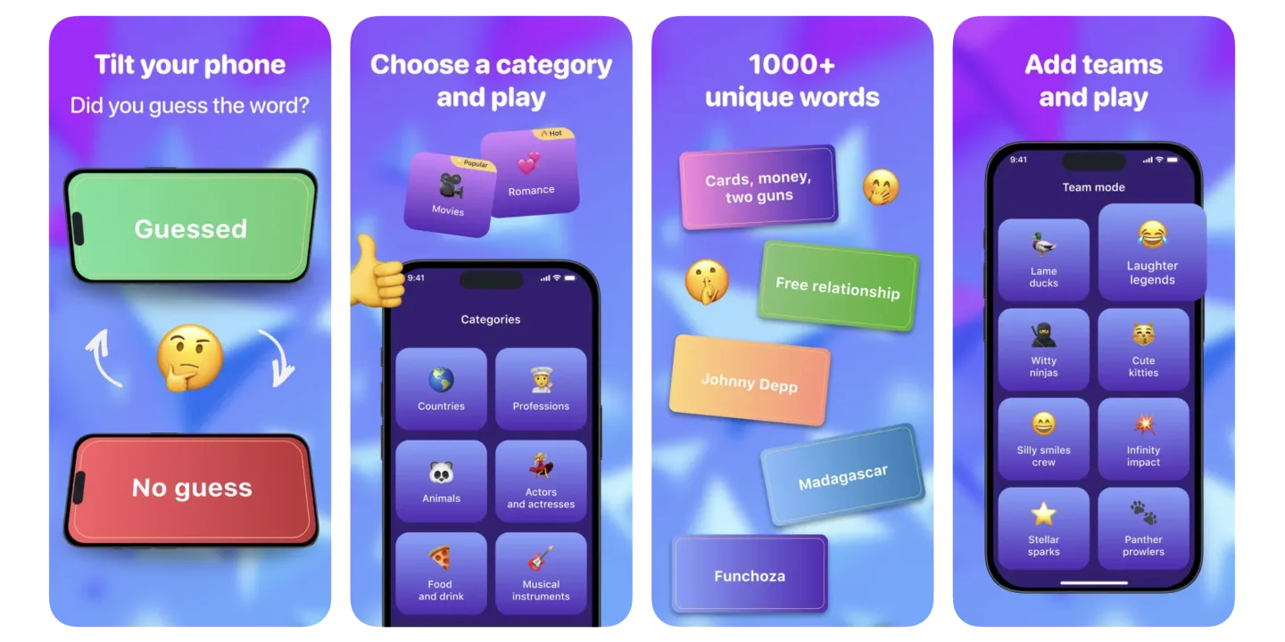 Heads up charades party guess app listing screenshot