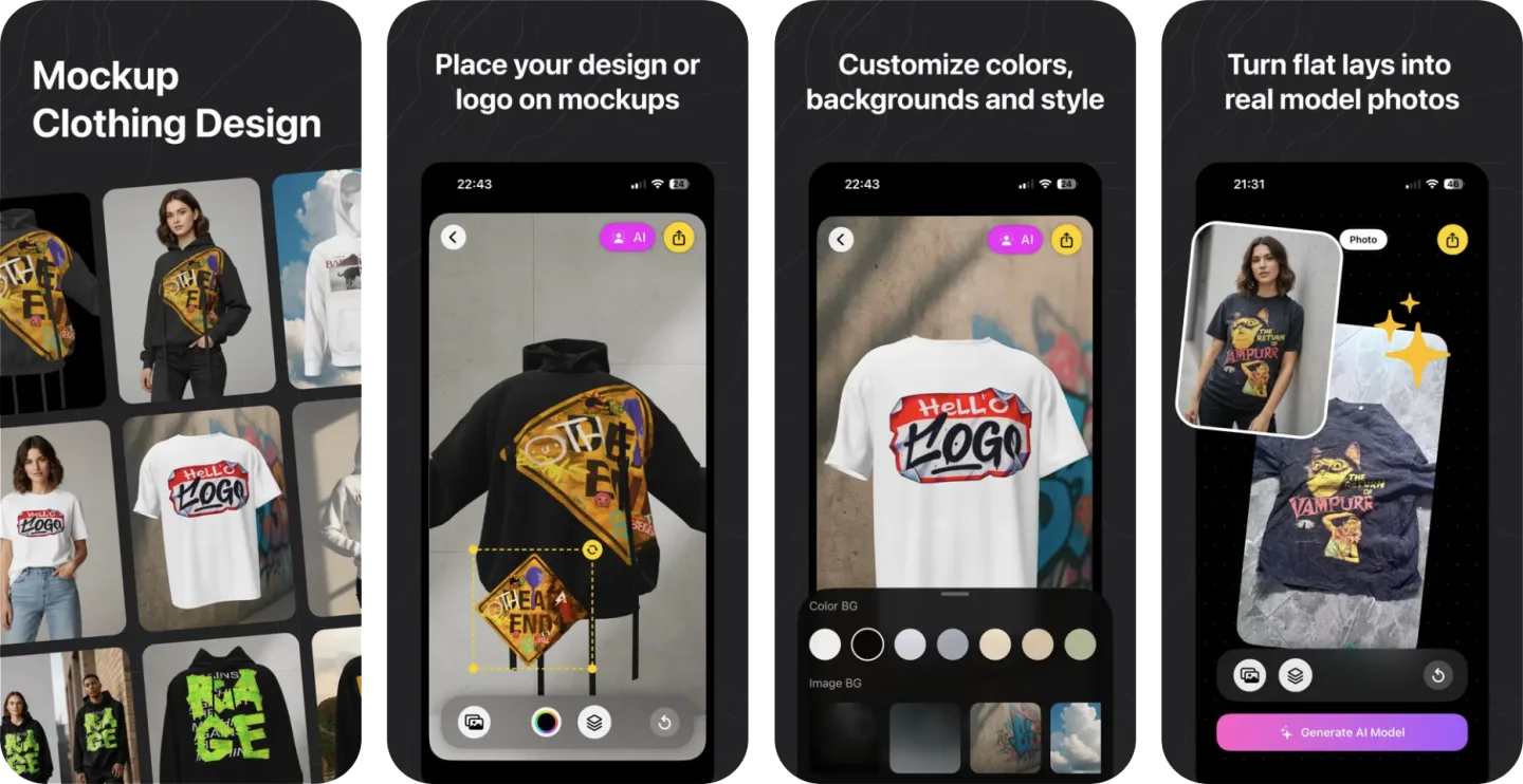 Mockup Clothing Design Tool app listing screenshot