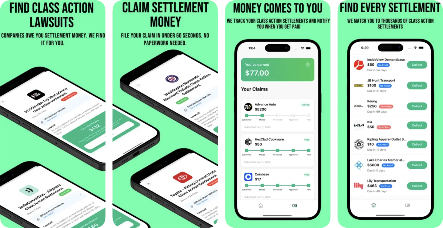 ClassyAction - Settlement app listing screenshot