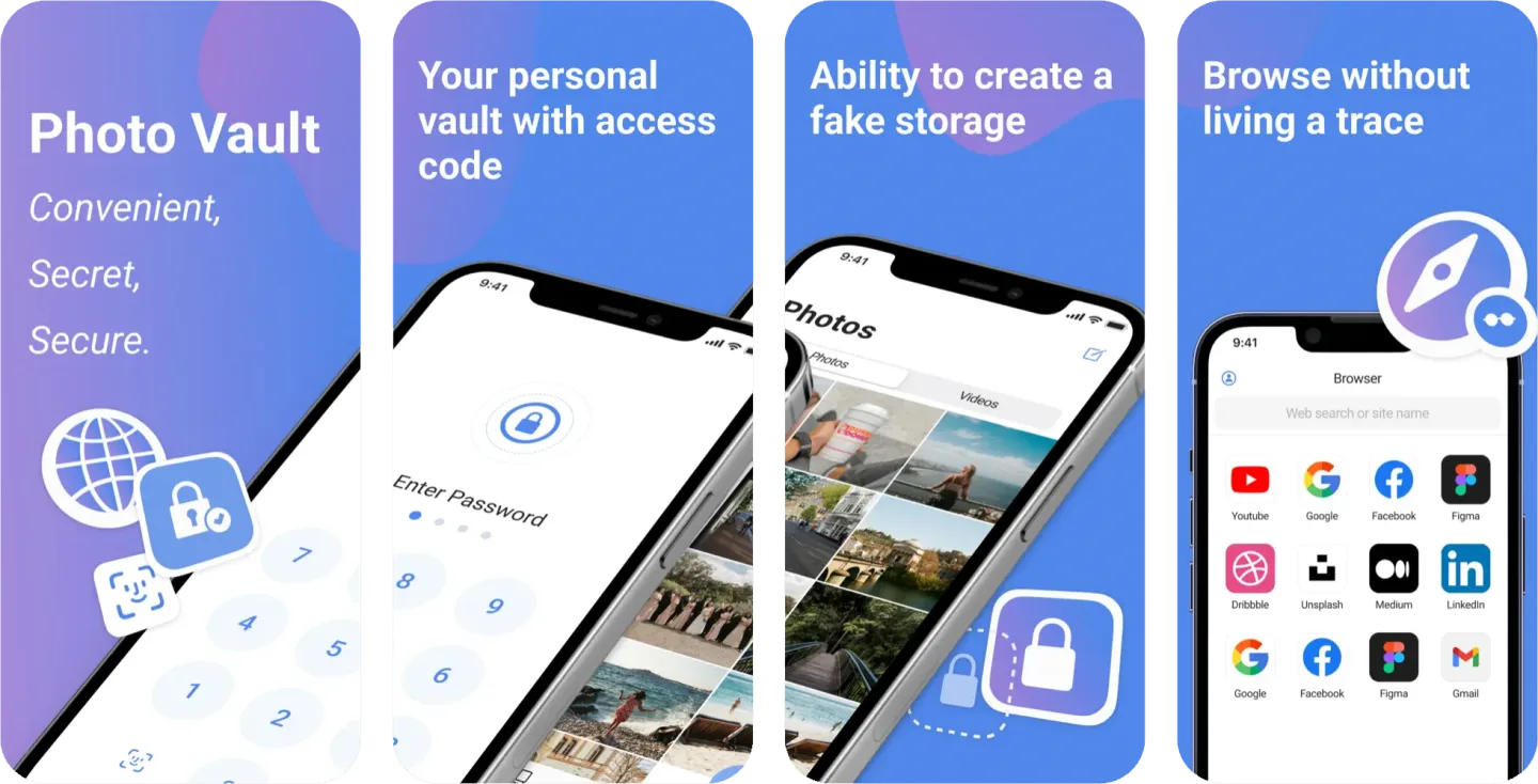 Secret Calculator, Photo Vault: an app for securely storing personal data disguised as a calculator app listing screenshot