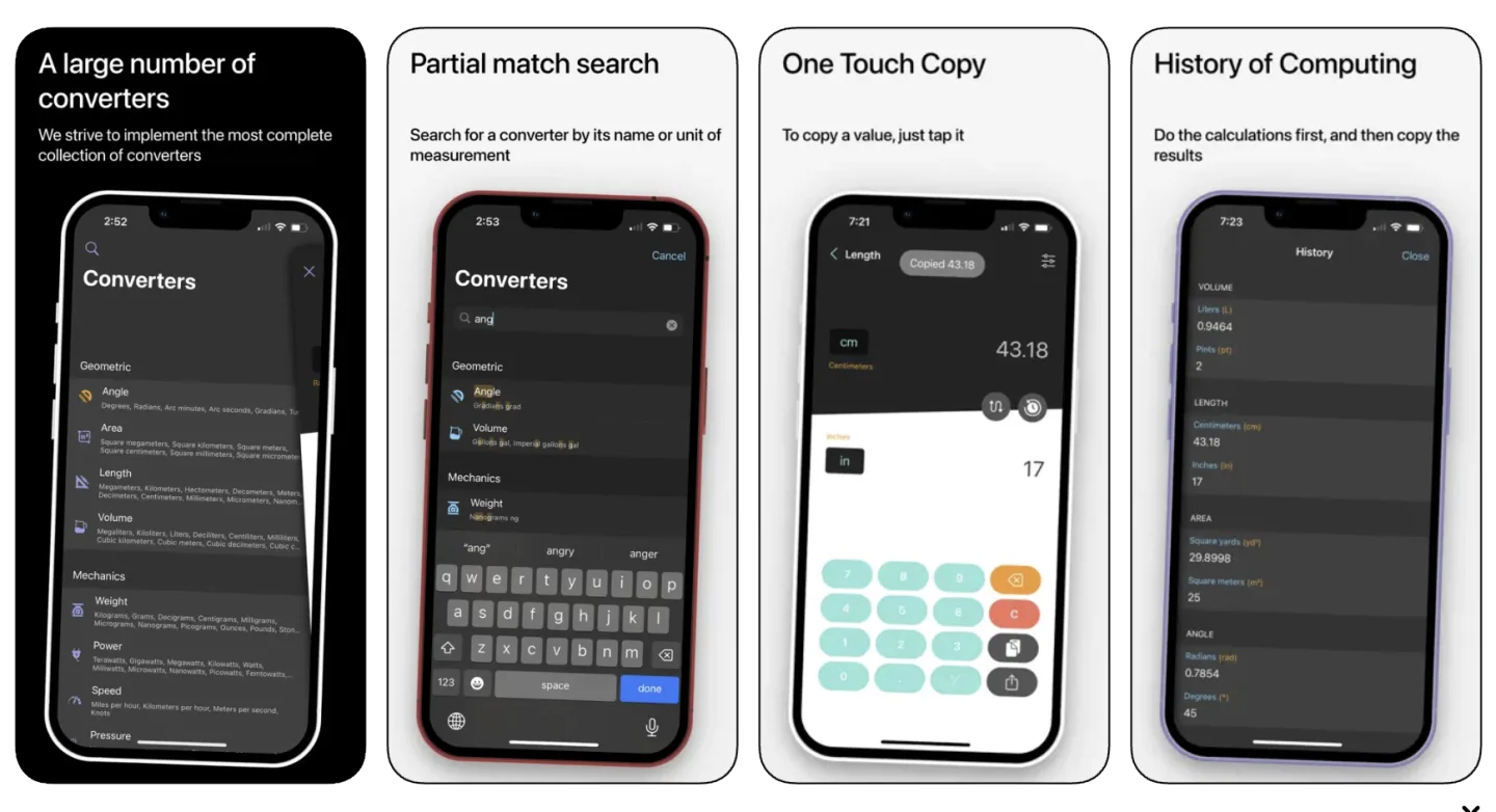 Units converter professional app listing screenshot