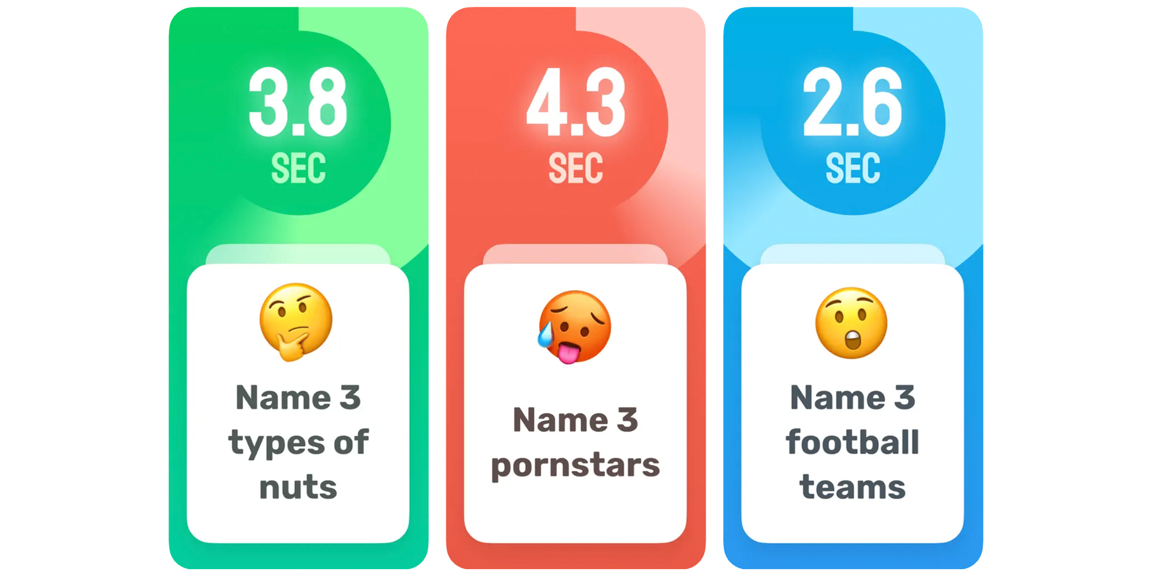5 sec to name 3 things game (iOS) app listing screenshot