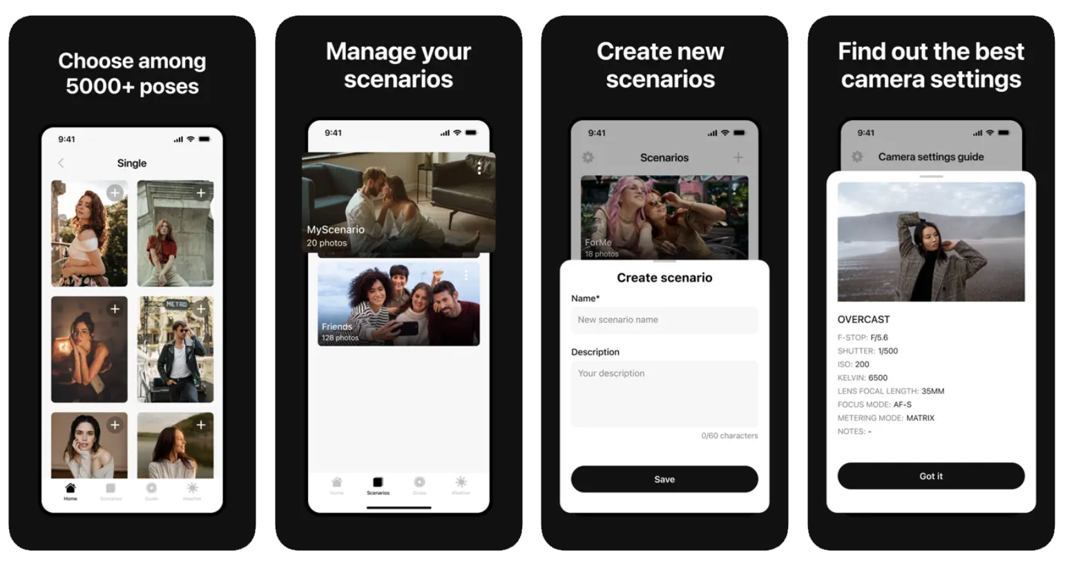 Posa Photography Posing Ideas (iOS, Android) app listing screenshot