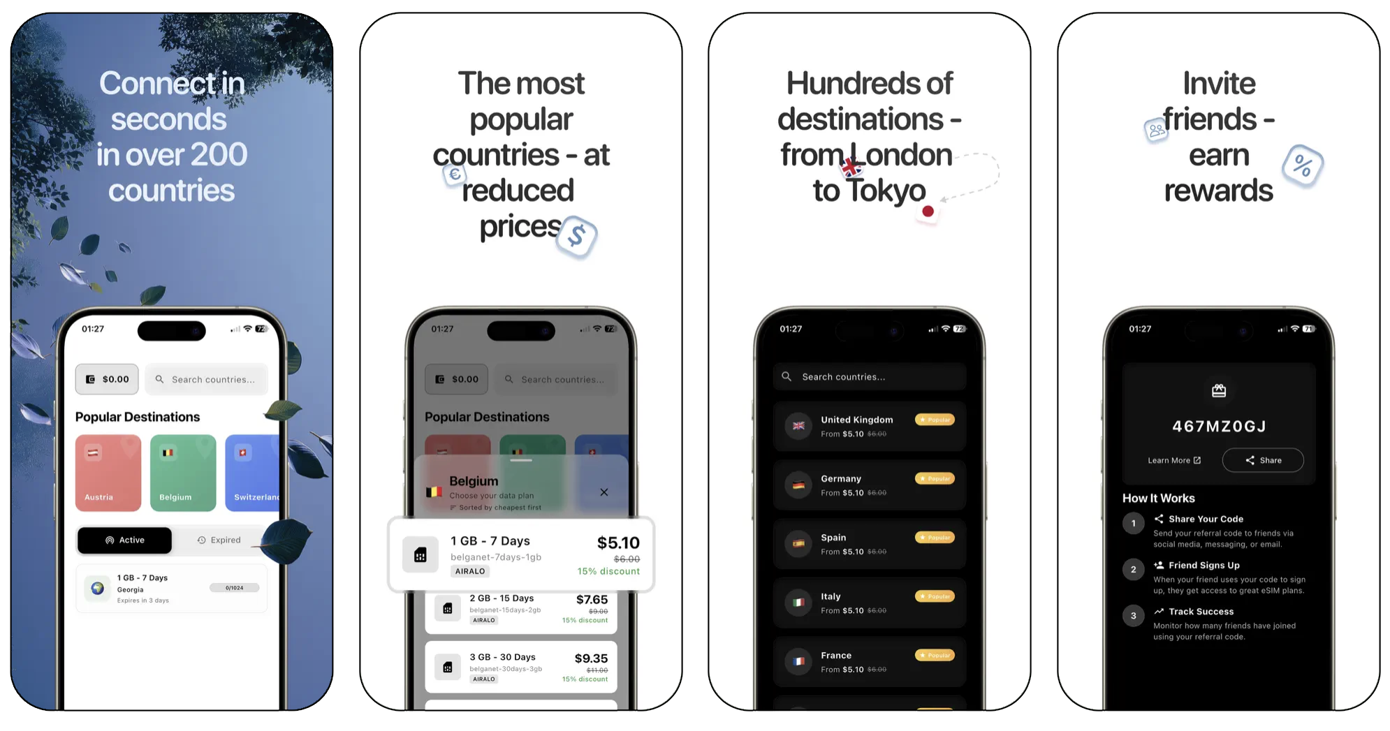 RoamJet: Travel Sim Card (iOS, Android) app listing screenshot