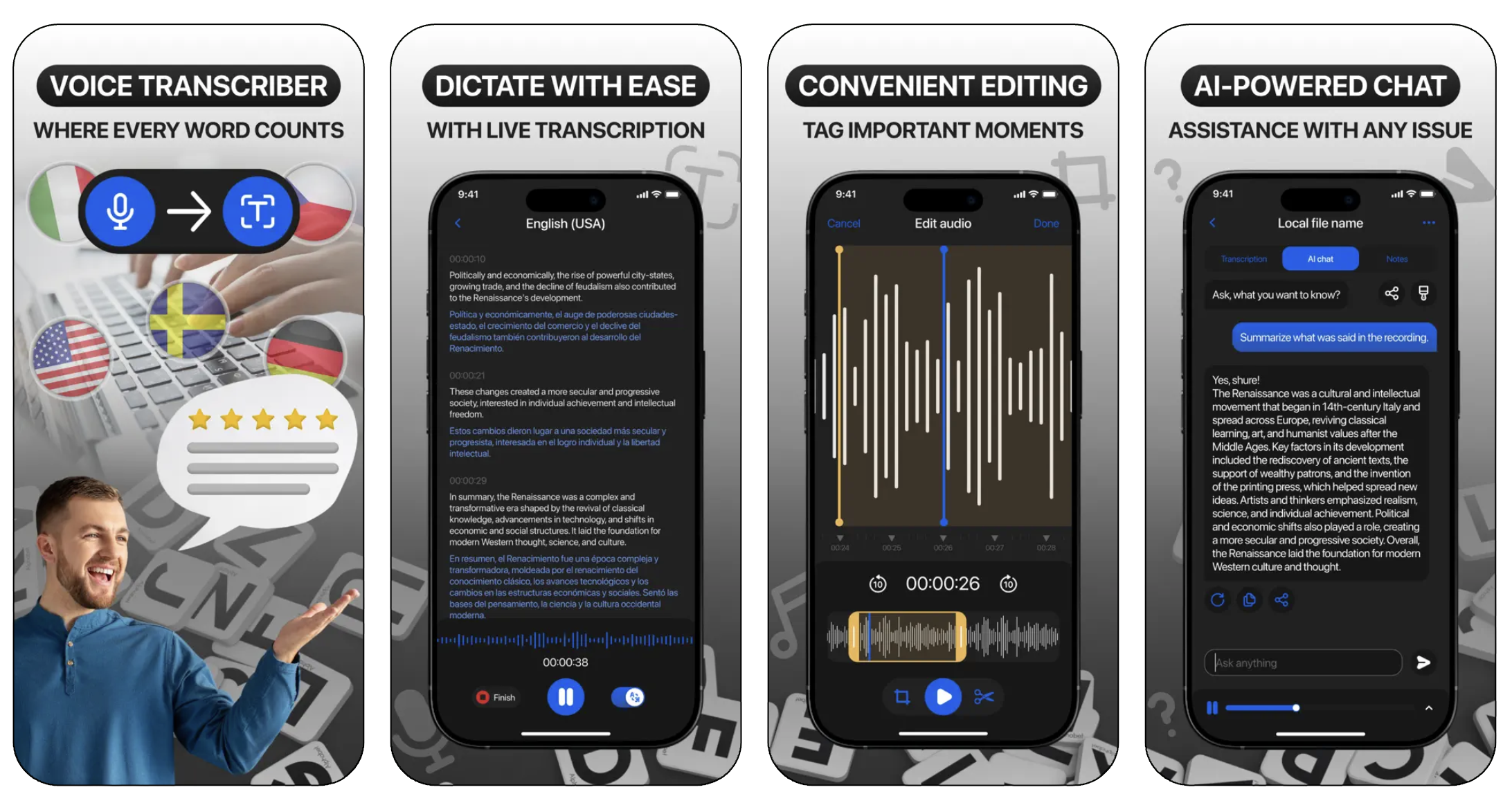 AI Note Taker: Talk Transcribe (iOS) app listing screenshot