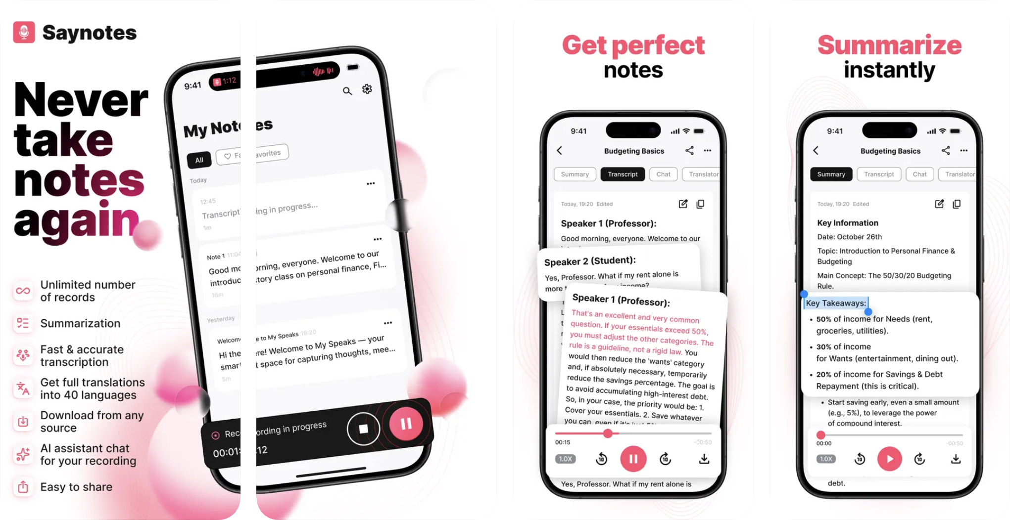 Say Notes: AI Speech to text (iOS) app listing screenshot