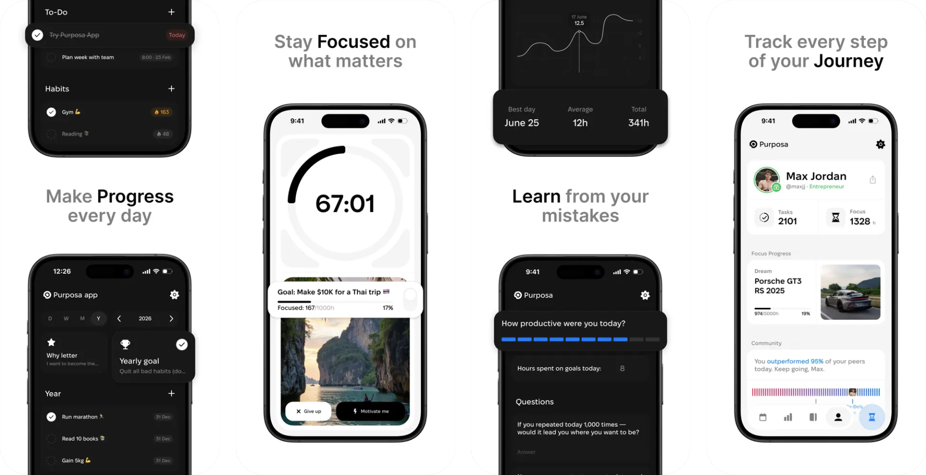 Purposa - Chase Your Dreams (iOS) app listing screenshot
