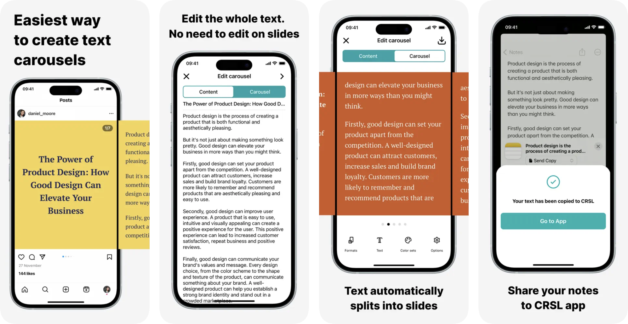 CRSL: Carousel Insta Post Maker (iOS) app listing screenshot