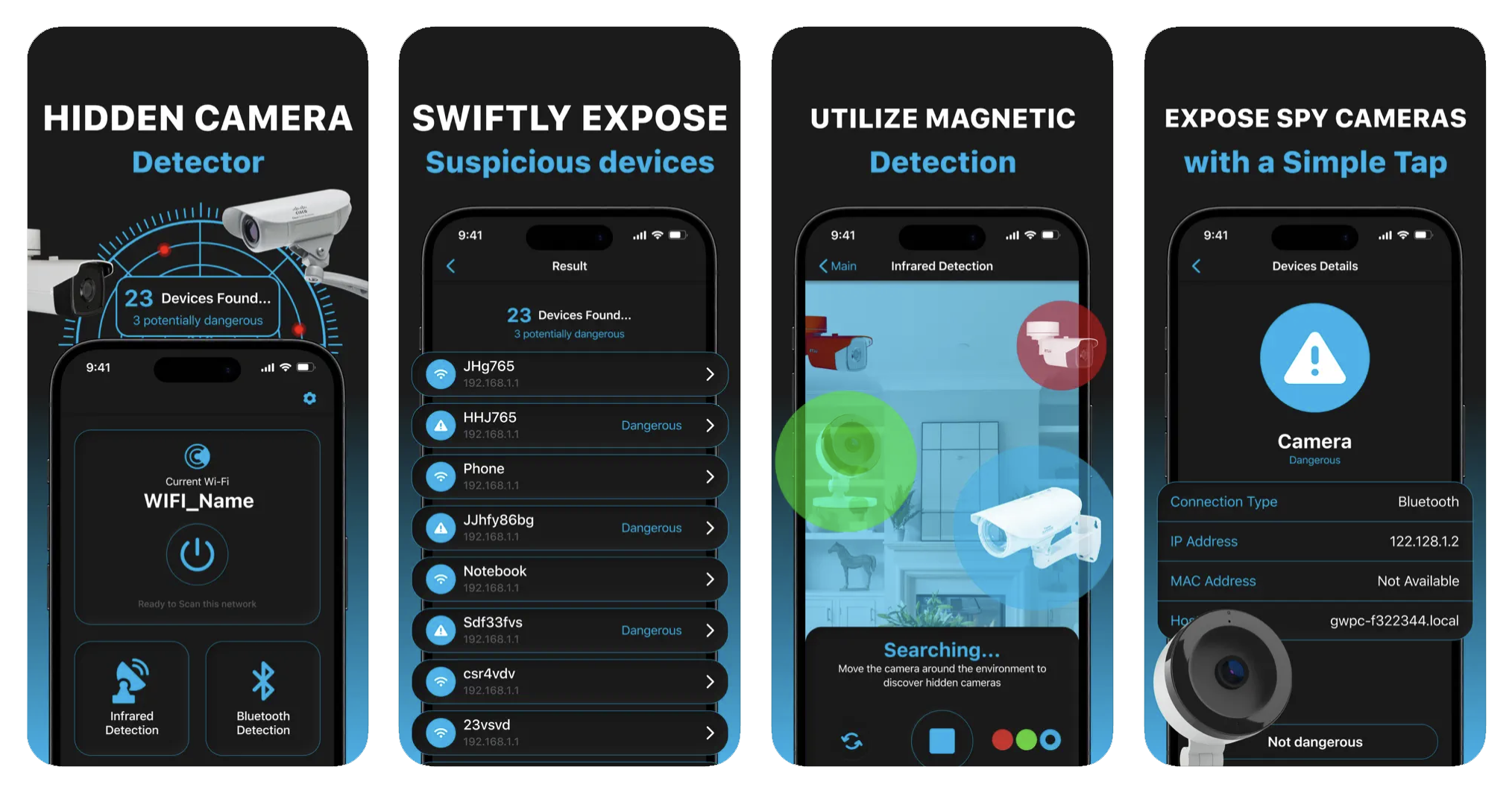 Security Blink Camera Detector: a utility for finding hidden cameras (iOS) app listing screenshot